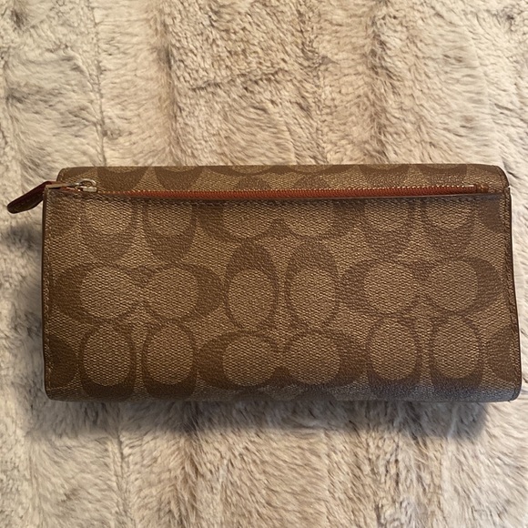 Coach Khaki/Saddle Signature Large Wallet - Picture 2 of 15